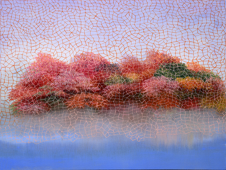 Los Angeles Artist Astrid Preston Painting Trees of Hirosaki