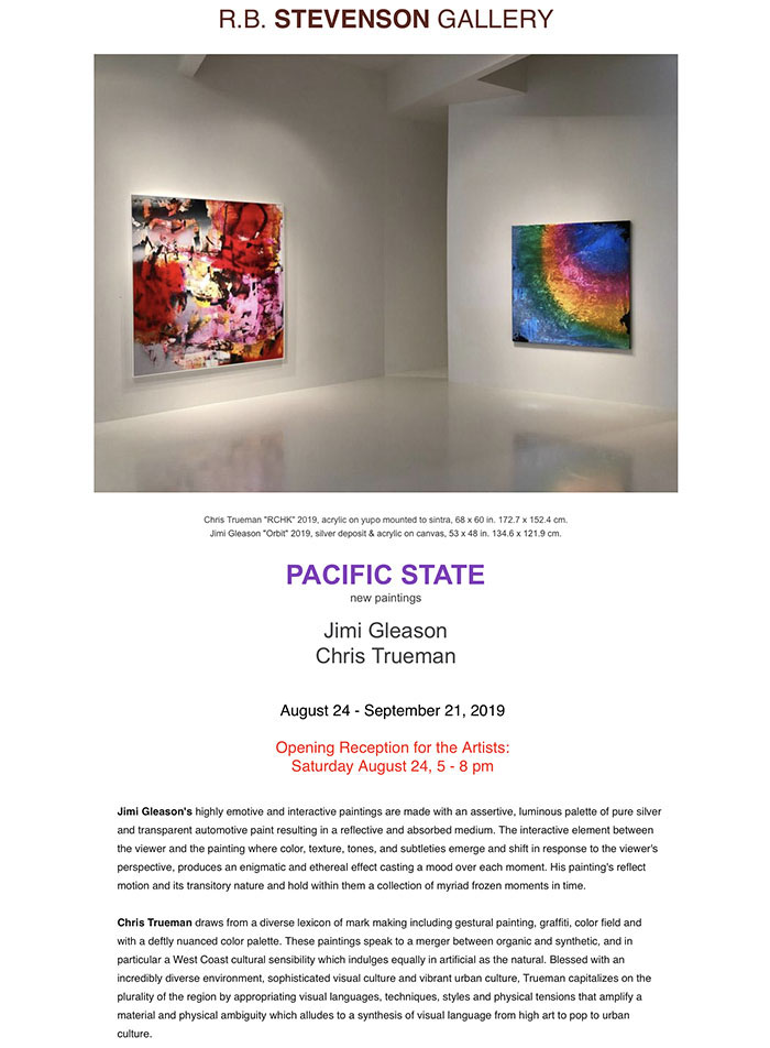 Current Exhibition At R.B. Stevenson Gallery La Jolla California